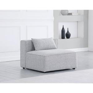 Meridian Cube Grey Durable Linen Textured Armless Chair