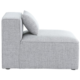 Meridian Cube Grey Durable Linen Textured Armless Chair