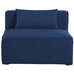 Meridian Cube Navy Durable Linen Textured Armless Chair