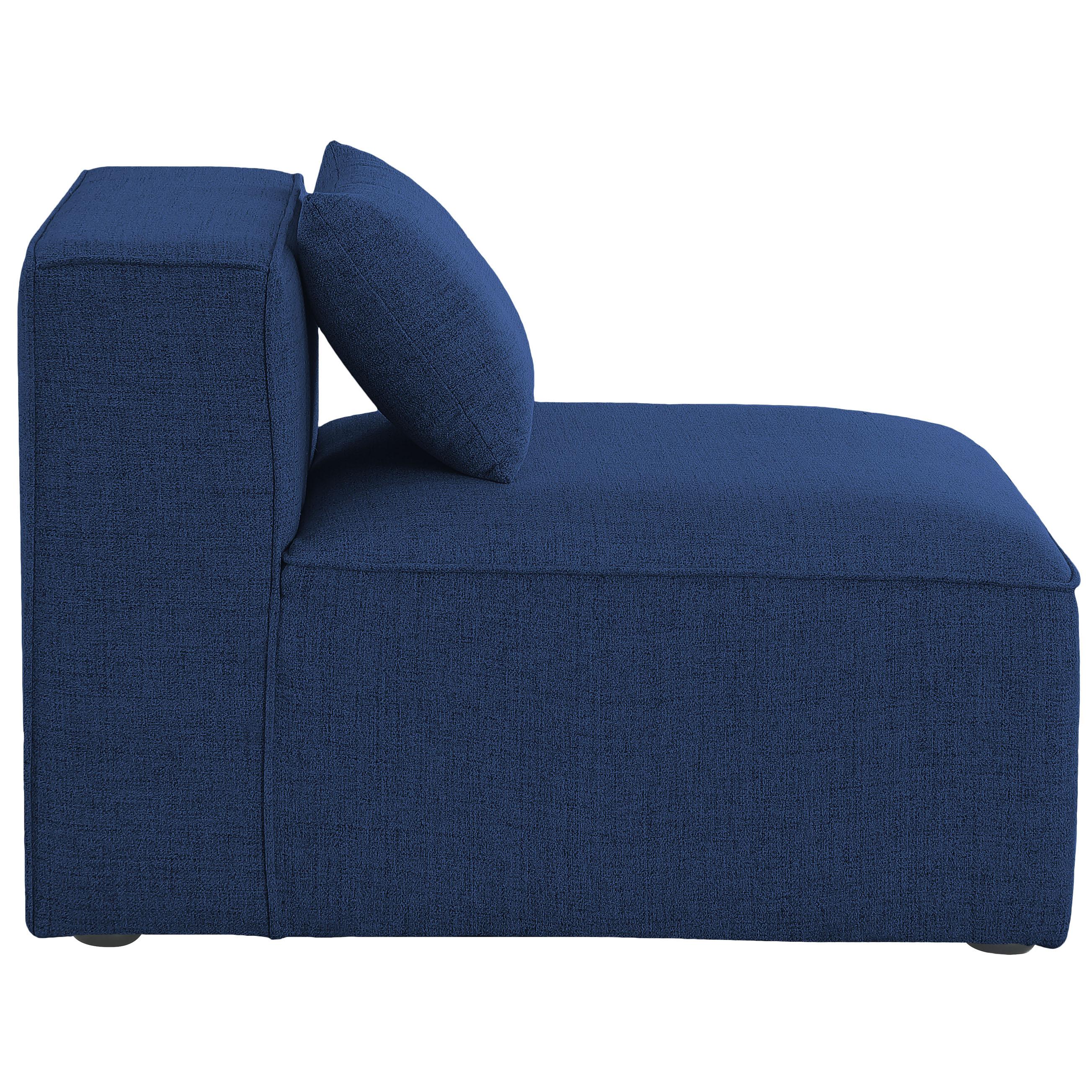 Meridian Cube Navy Durable Linen Textured Armless Chair