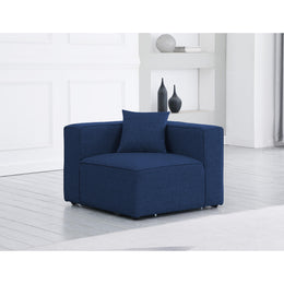 Meridian Cube Navy Durable Linen Textured Corner Chair