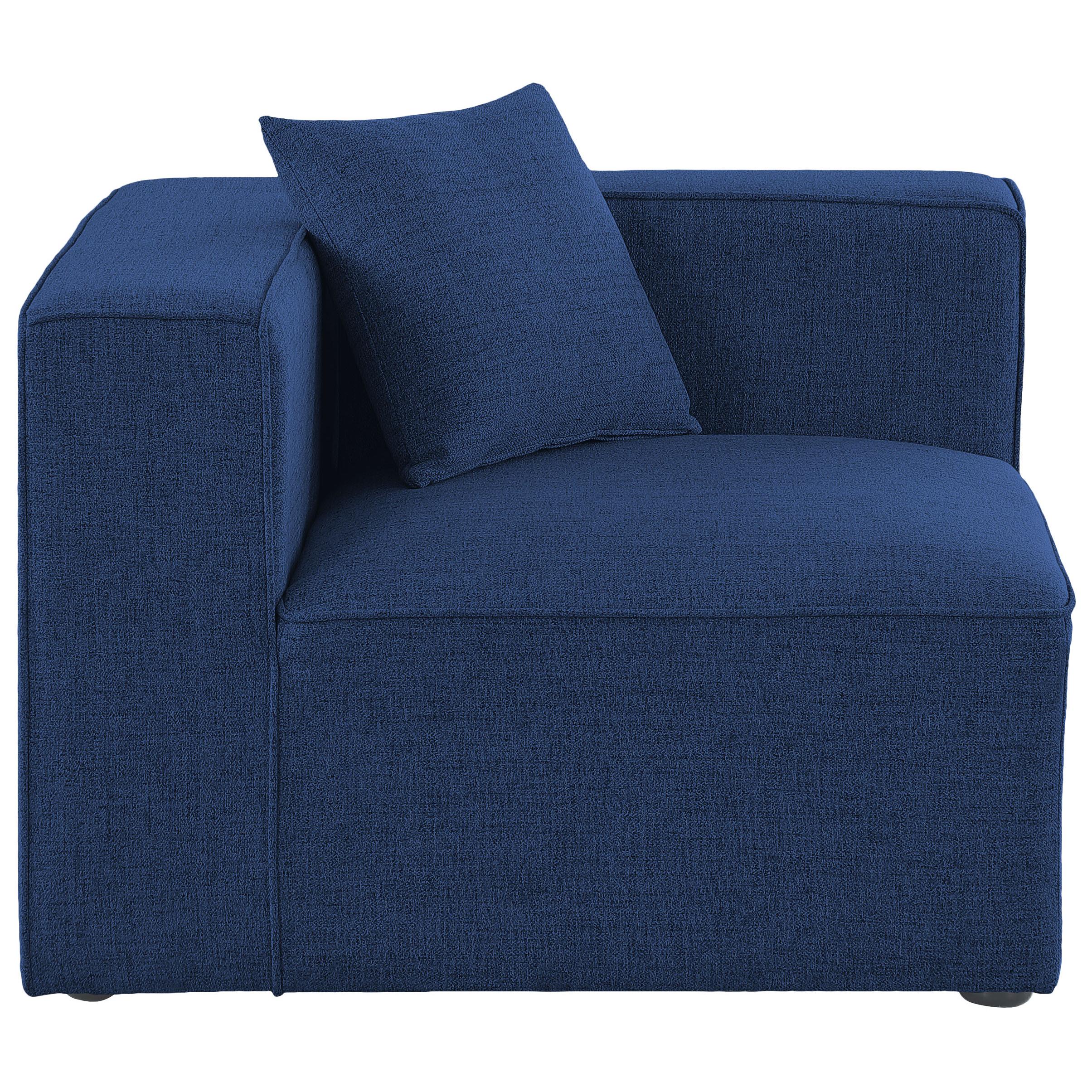 Meridian Cube Navy Durable Linen Textured Corner Chair