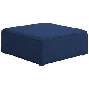 Meridian Cube Navy Durable Linen Textured Ottoman