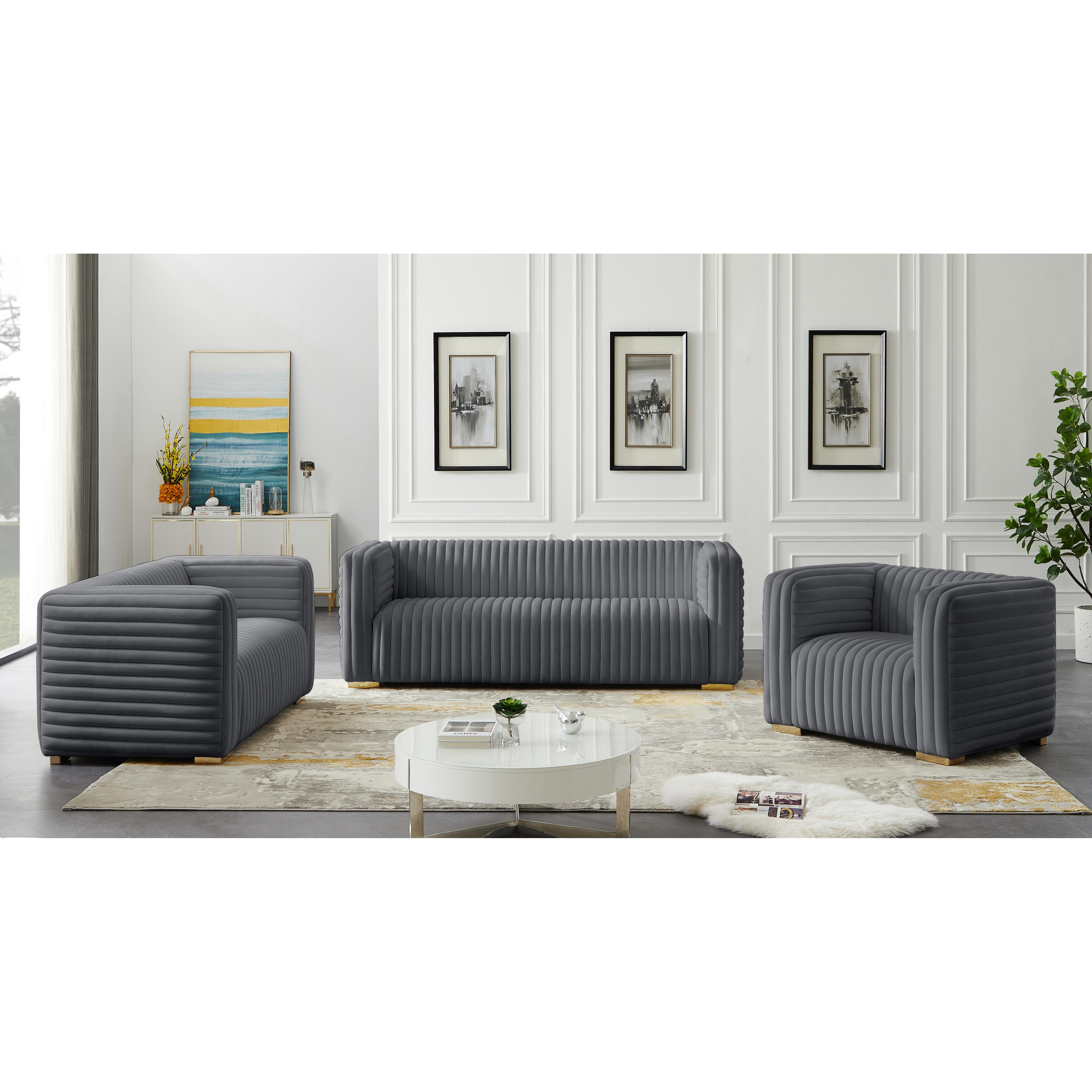 Meridian Ravish Grey Velvet Chair