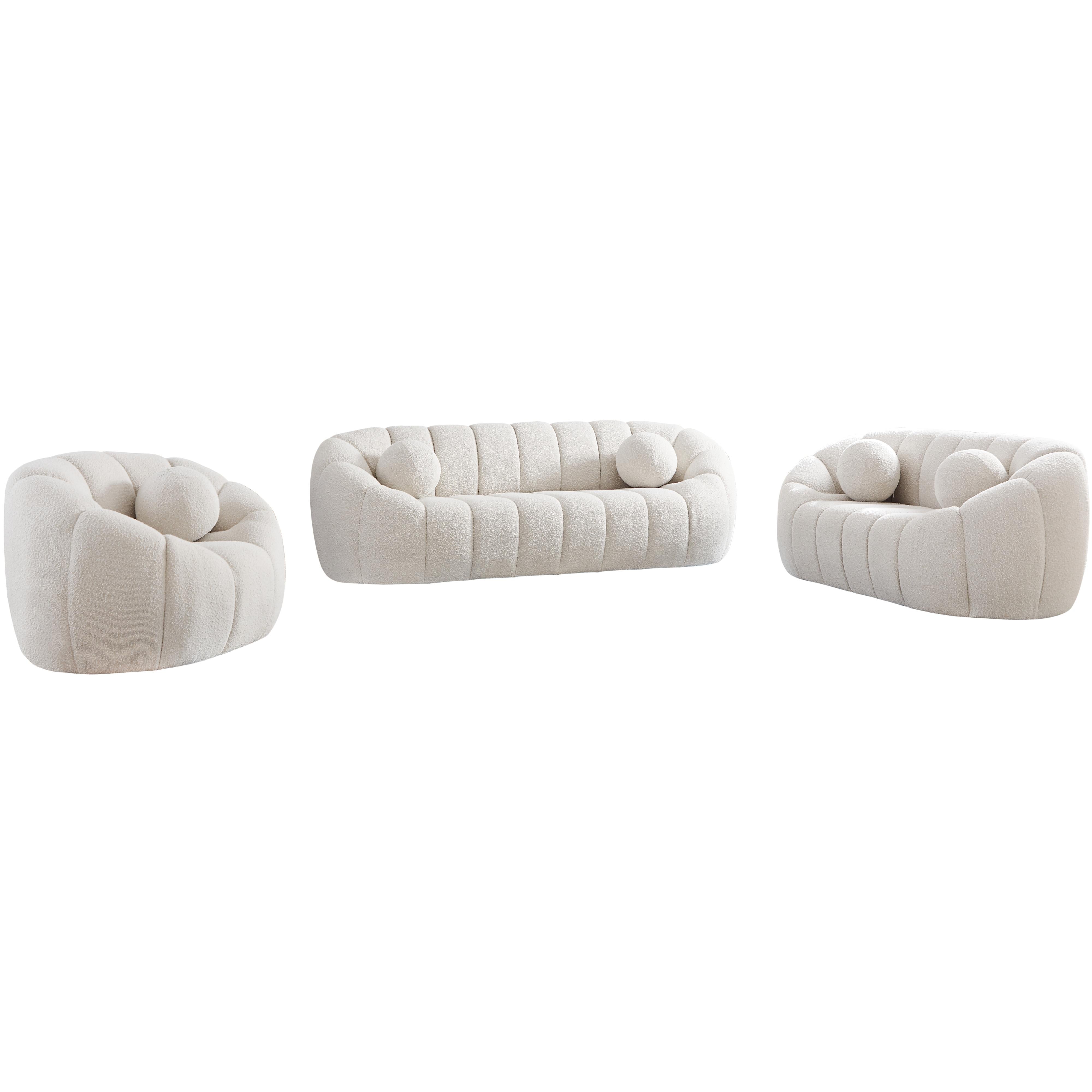 Meridian Elijah Cream Boucle Fabric Chair
