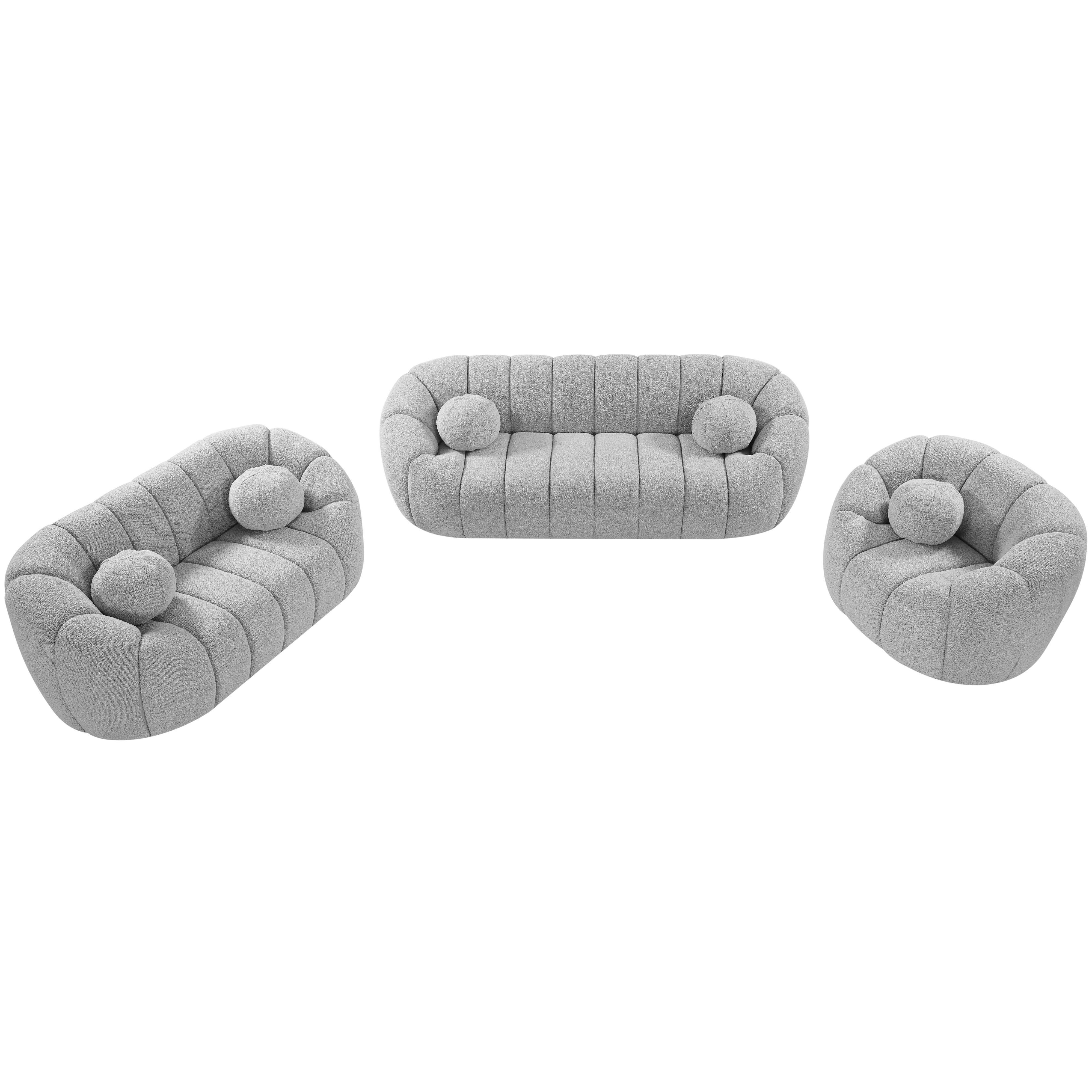 Meridian Elijah Grey Boucle Fabric Chair