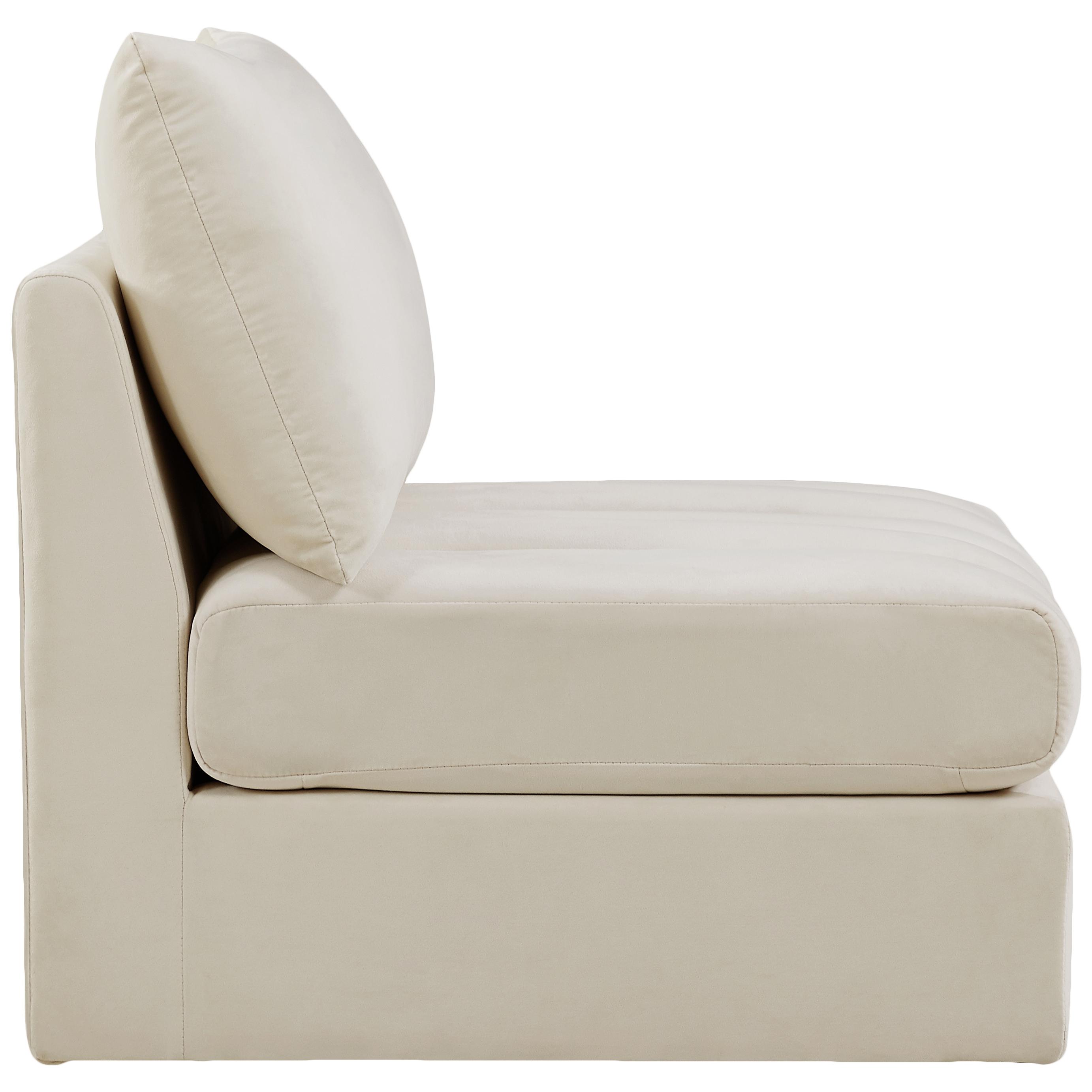 Meridian Jacob Cream Velvet Armless