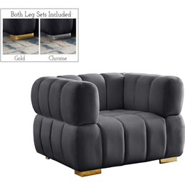 Meridian Gwen Grey Velvet Chair