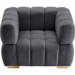 Meridian Gwen Grey Velvet Chair