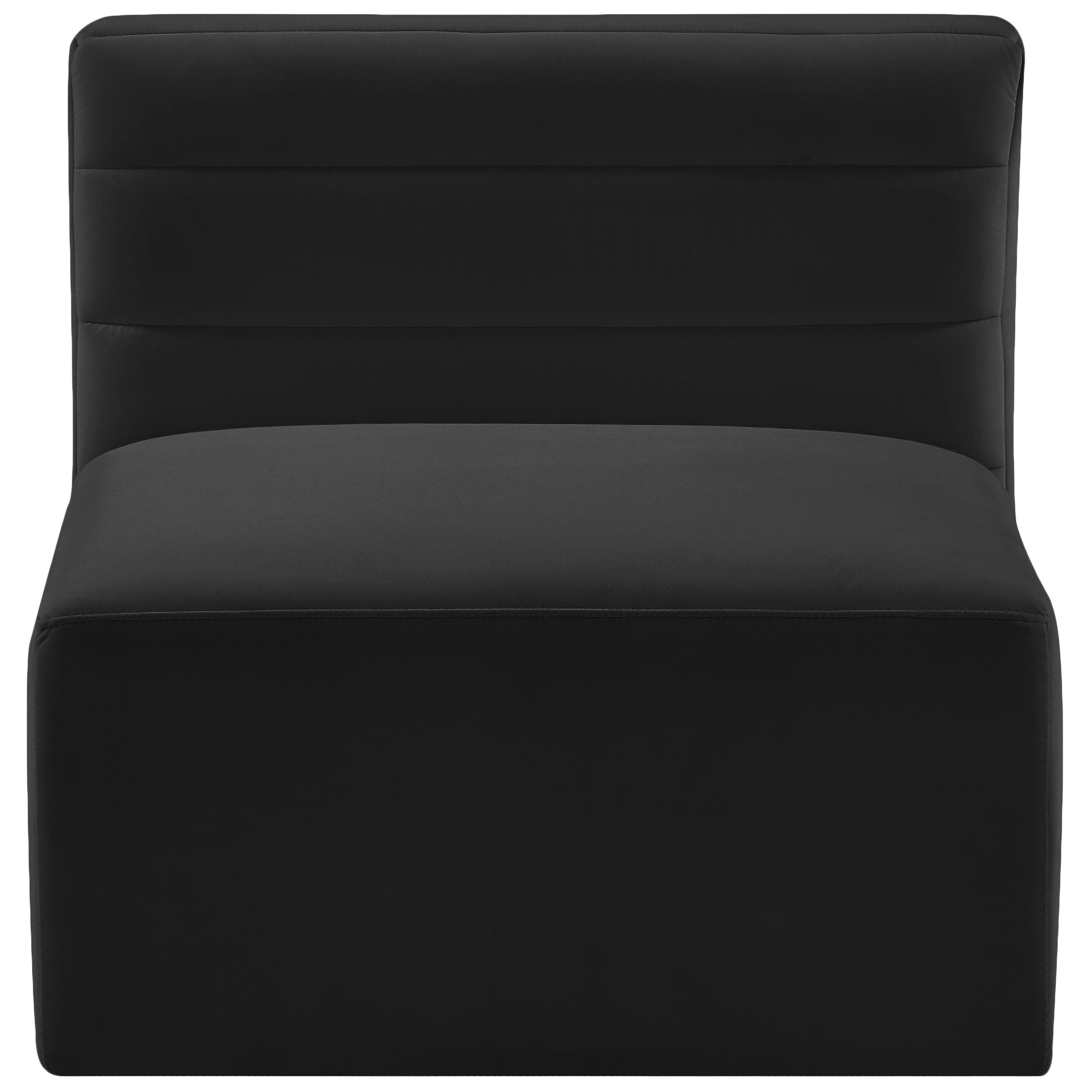 Meridian Quincy Black Velvet Modular Armless Chair