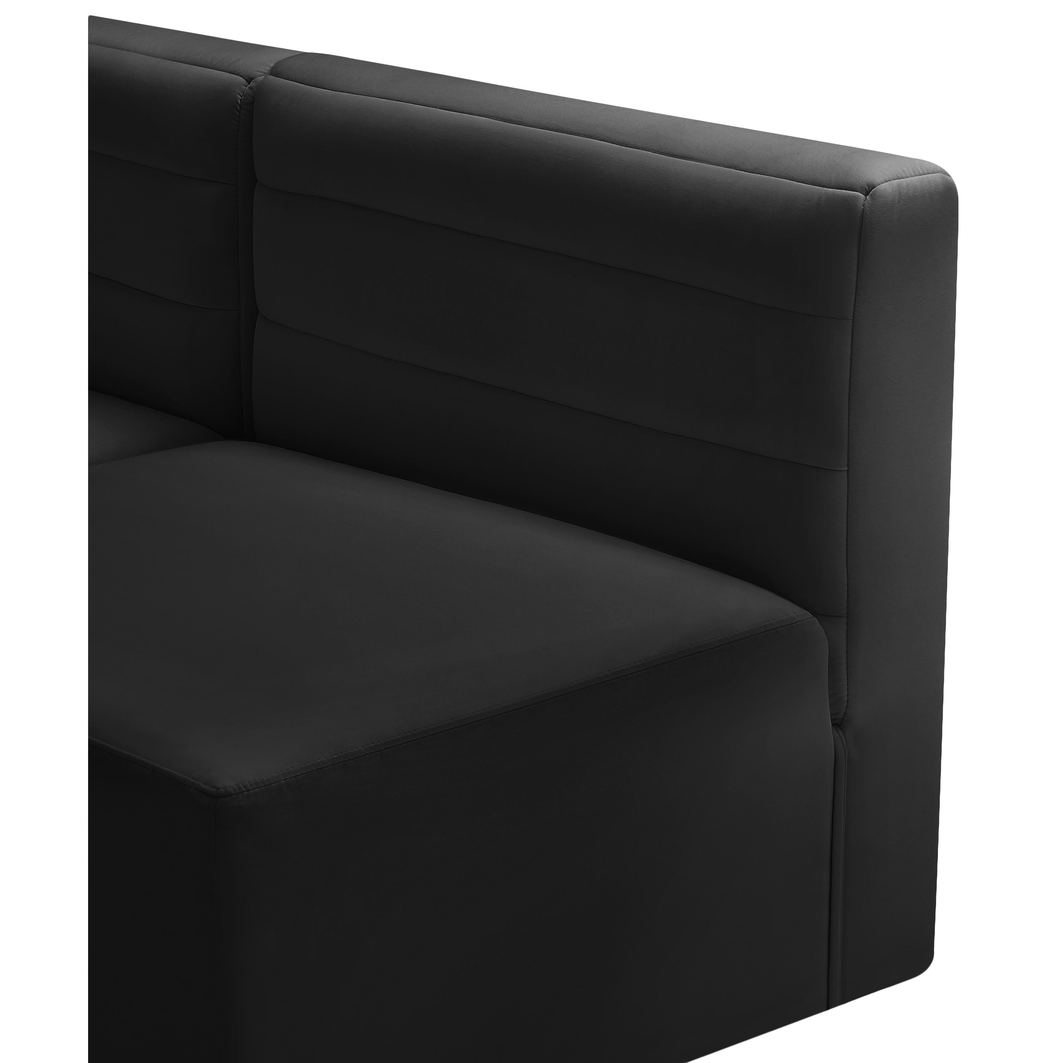 Meridian Quincy Black Velvet Modular Armless Chair