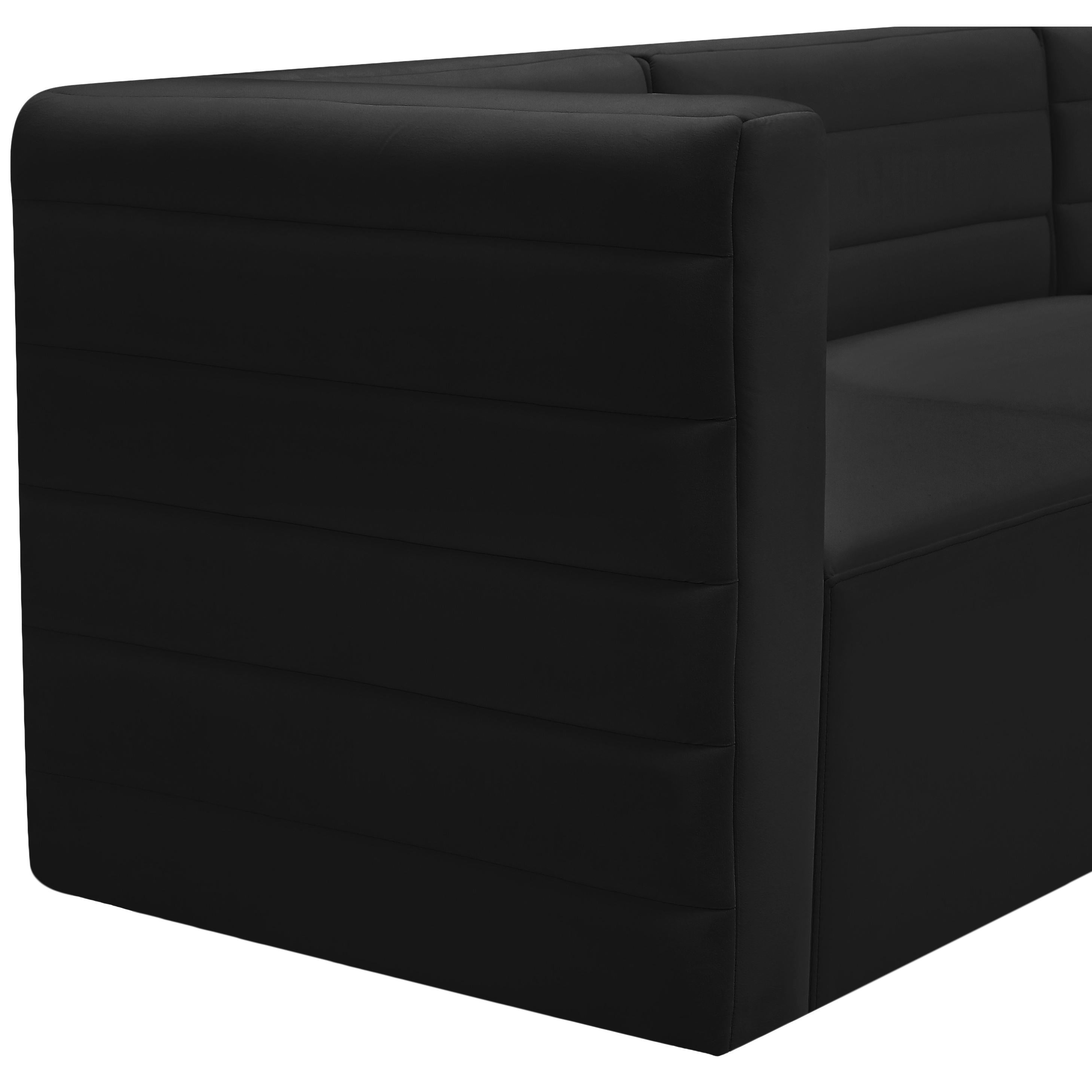 Meridian Quincy Black Velvet Modular Armless Chair