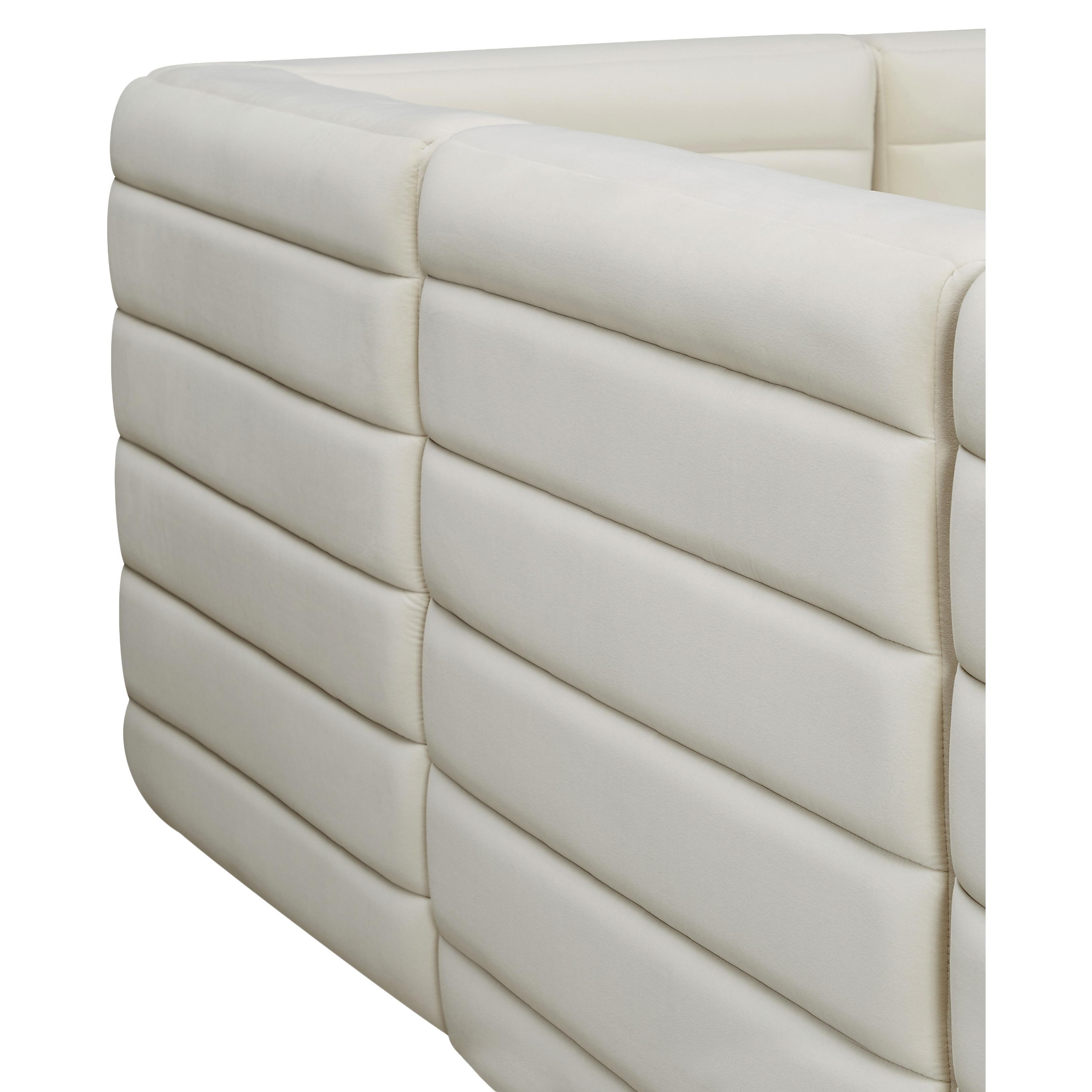 Meridian Quincy Cream Velvet Modular Armless Chair
