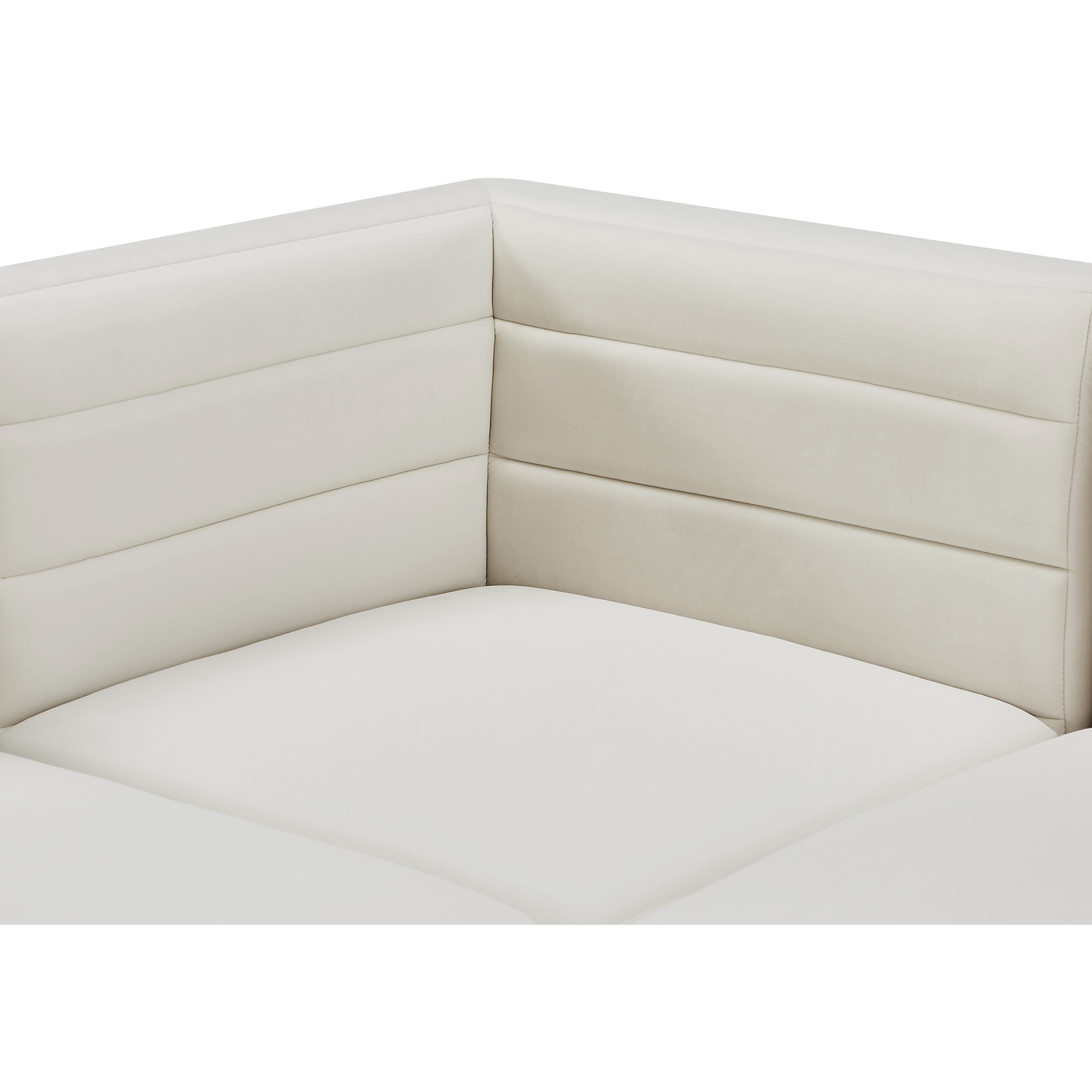 Meridian Quincy Cream Velvet Modular Armless Chair