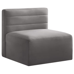 Meridian Quincy Grey Velvet Modular Armless Chair