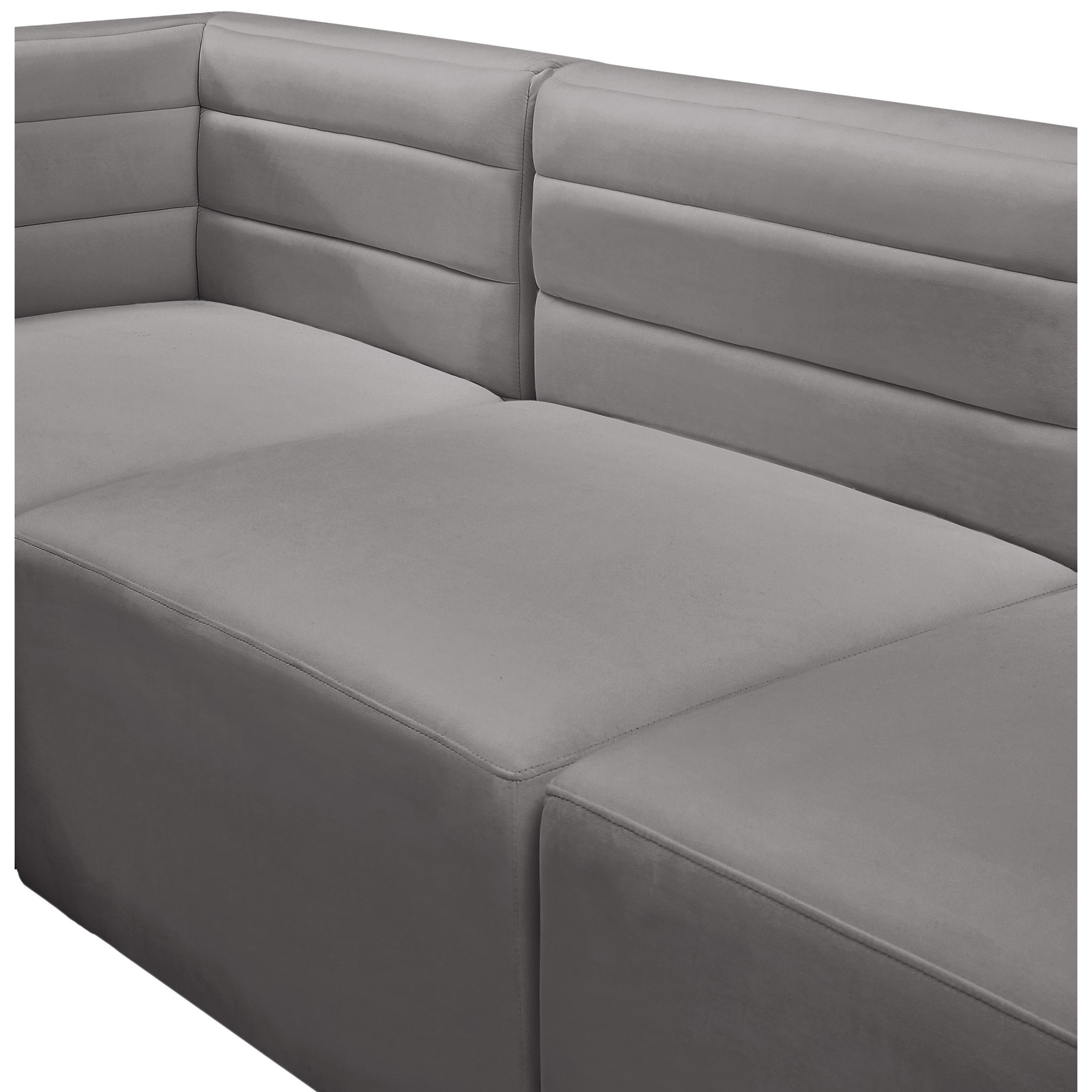 Meridian Quincy Grey Velvet Modular Armless Chair