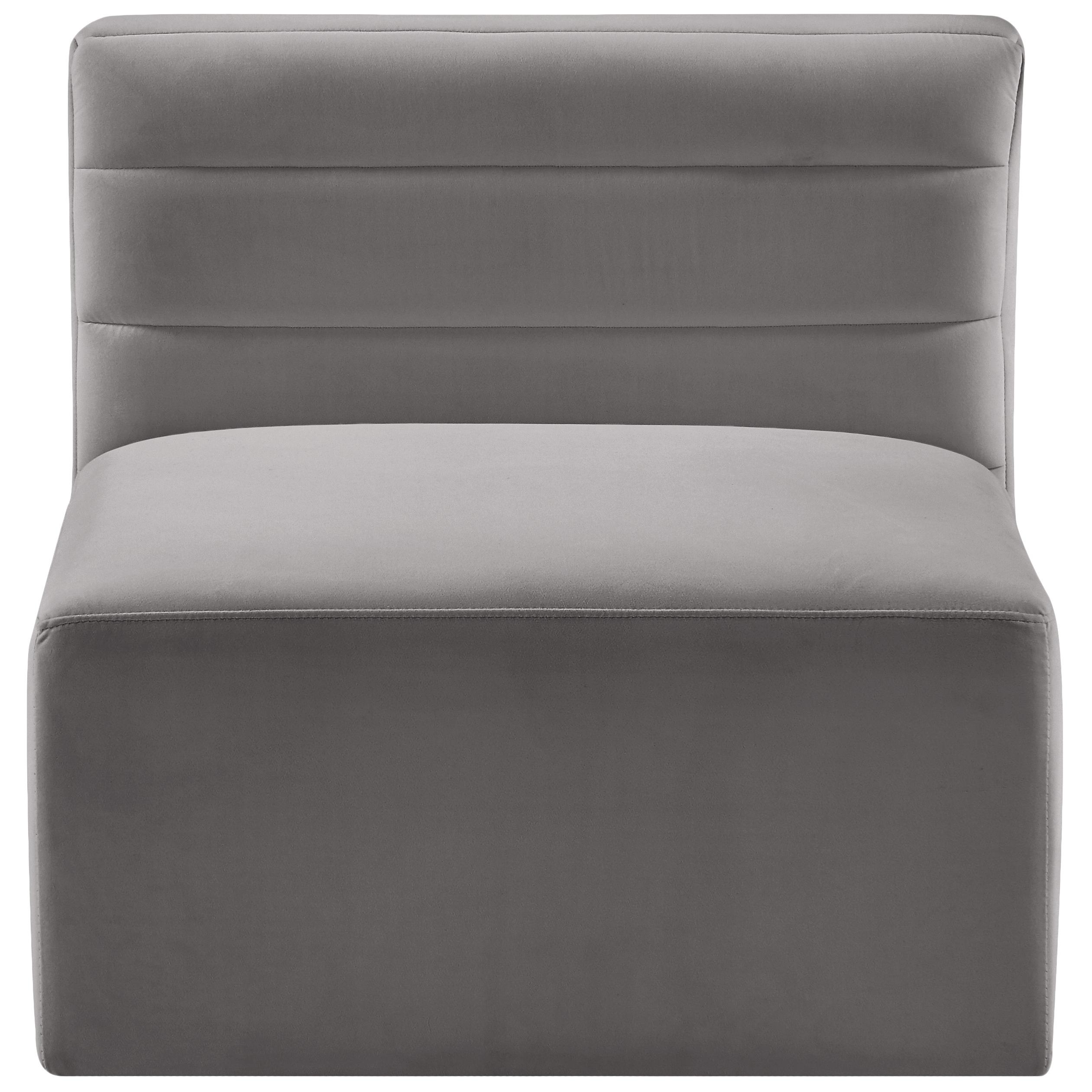 Meridian Quincy Grey Velvet Modular Armless Chair