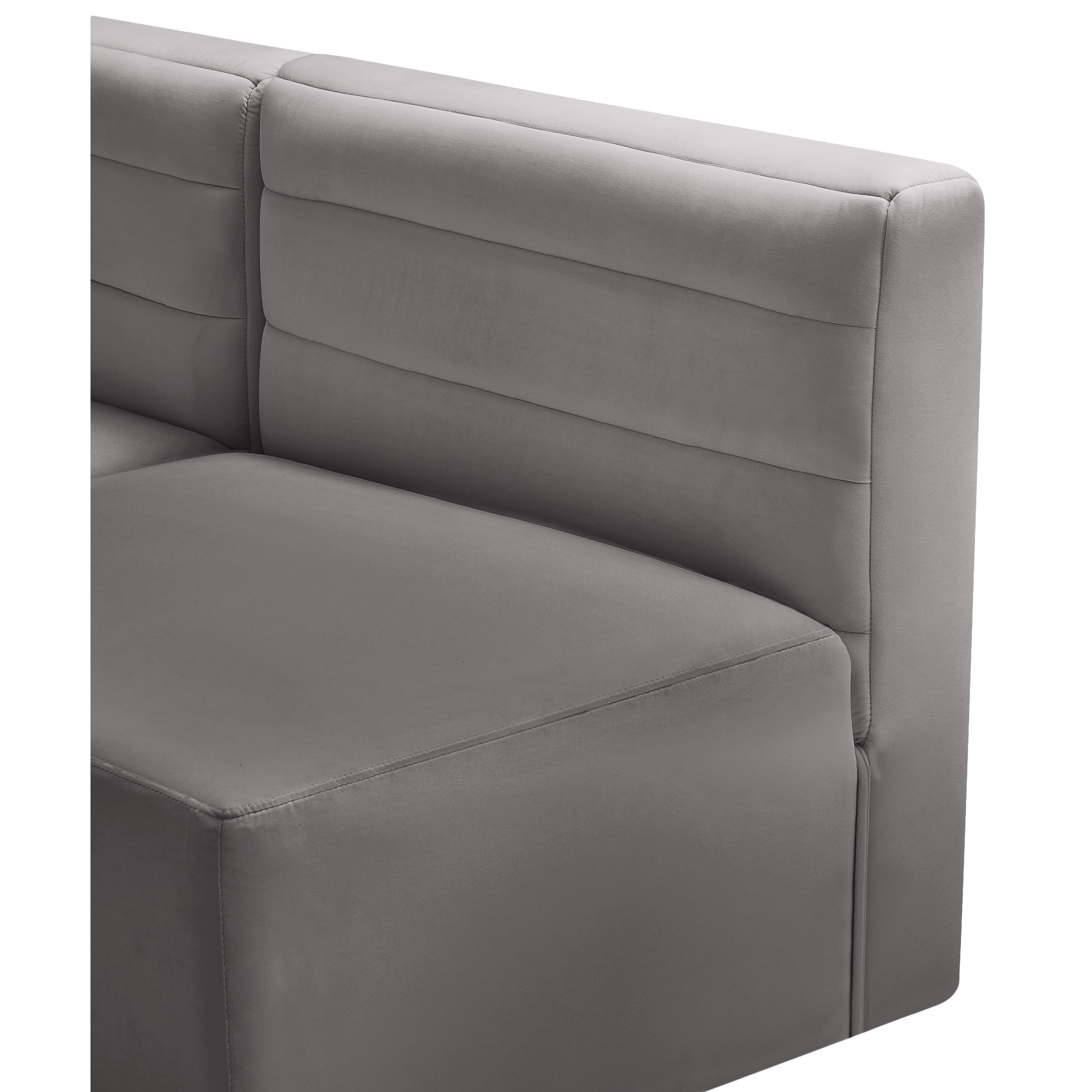 Meridian Quincy Grey Velvet Modular Armless Chair