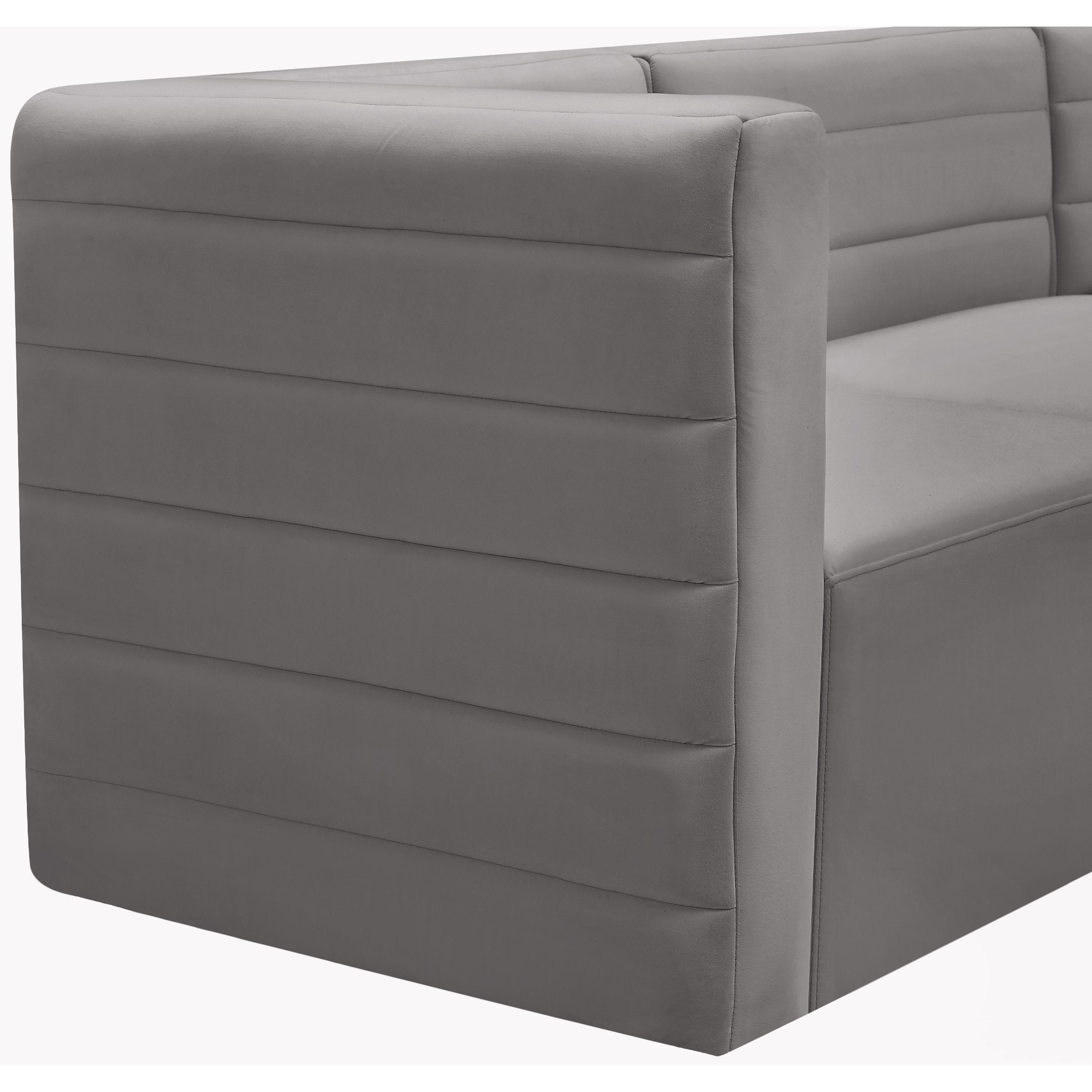Meridian Quincy Grey Velvet Modular Armless Chair
