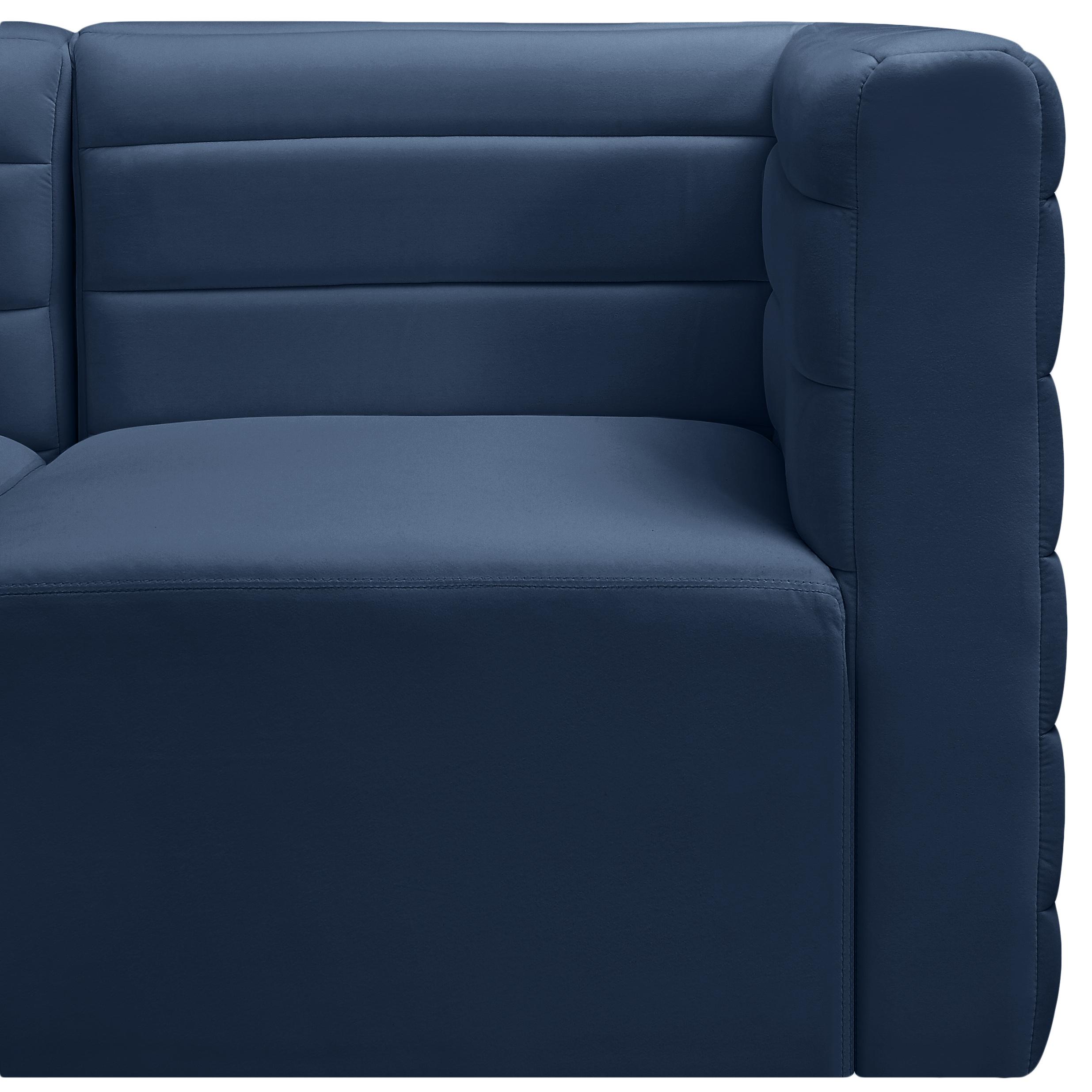 Meridian Quincy Navy Velvet Modular Armless Chair