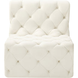 Meridian Tuft Cream Velvet Armless Chair