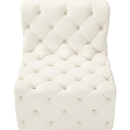 Meridian Tuft Cream Velvet Armless Chair