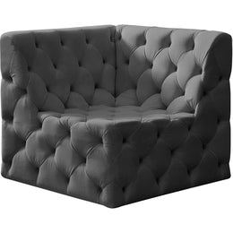 Meridian Tuft Grey Velvet Corner Chair