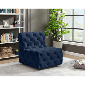 Meridian Tuft Navy Velvet Armless Chair