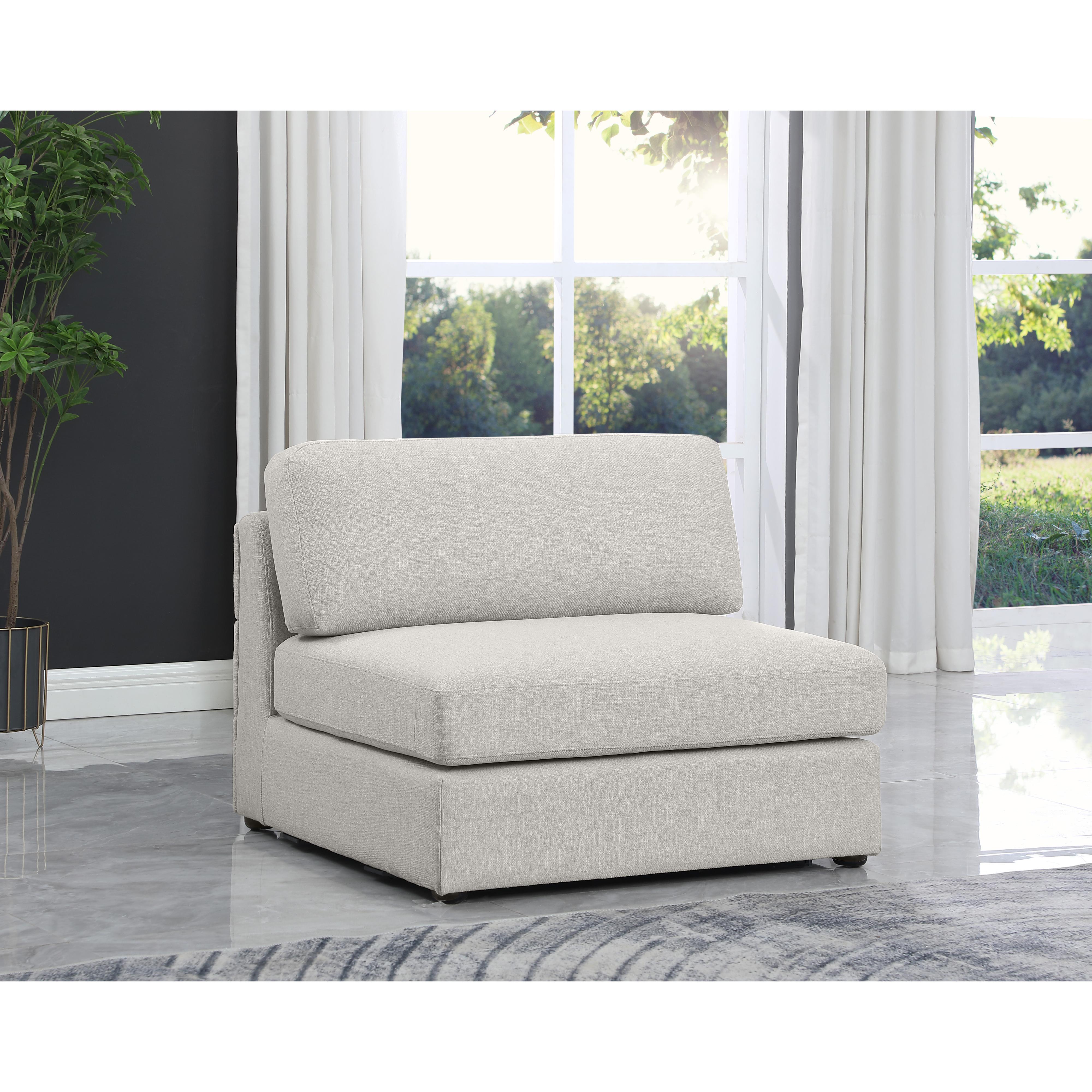 Meridian Beckham Beige Durable Linen Textured Fabric Armless