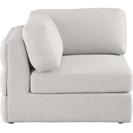 Meridian Beckham Beige Durable Linen Textured Fabric Corner