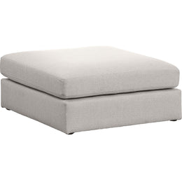 Meridian Beckham Beige Durable Linen Textured Fabric Ottoman