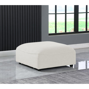 Meridian Miramar Cream Durable Linen Textured Ottoman