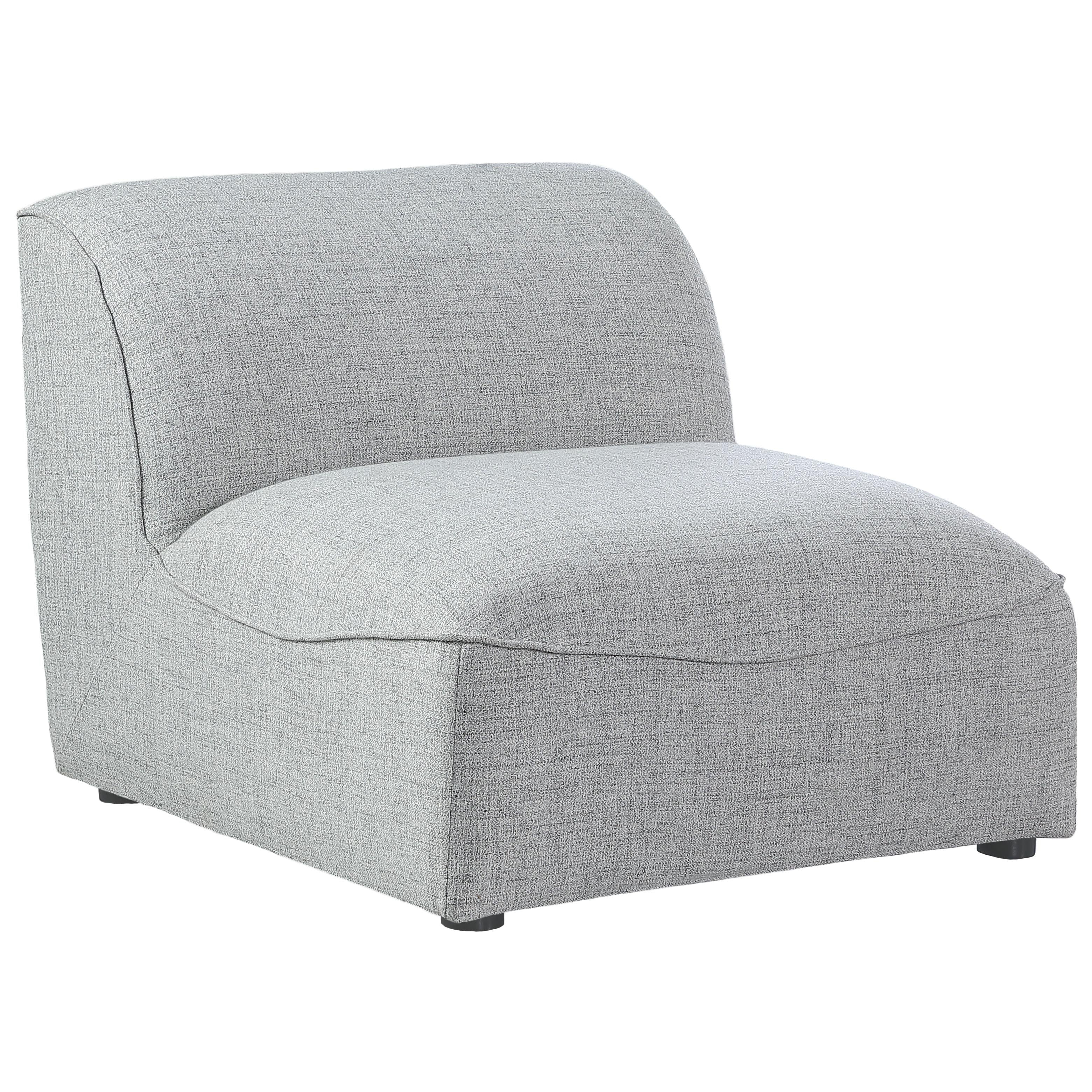 Meridian Miramar Grey Durable Linen Textured Armless