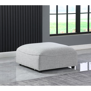Meridian Miramar Grey Durable Linen Textured Ottoman