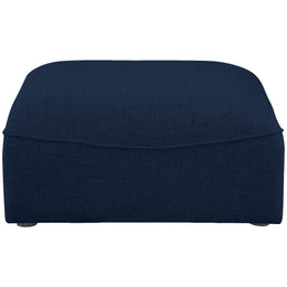 Meridian Miramar Navy Durable Linen Textured Ottoman