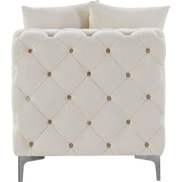 Meridian Tremblay Cream Velvet Armless Chair