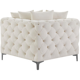 Meridian Tremblay Cream Velvet Corner Chair