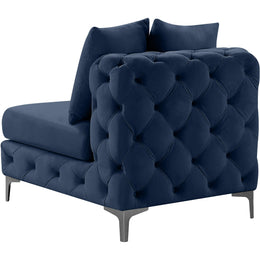 Meridian Tremblay Navy Velvet Armless Chair