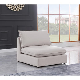 Meridian Mackenzie Beige Durable Linen Textured Armless Chair