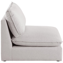 Meridian Mackenzie Beige Durable Linen Textured Armless Chair