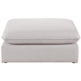 Meridian Mackenzie Beige Durable Linen Textured Ottoman