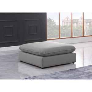 Meridian Mackenzie Grey Durable Linen Textured Ottoman