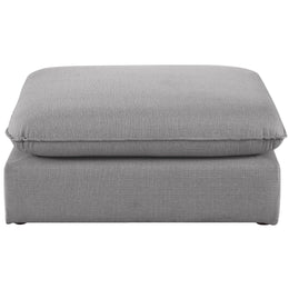 Meridian Mackenzie Grey Durable Linen Textured Ottoman