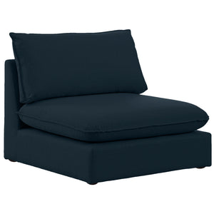 Meridian Mackenzie Navy Durable Linen Textured Armless Chair