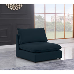 Meridian Mackenzie Navy Durable Linen Textured Armless Chair
