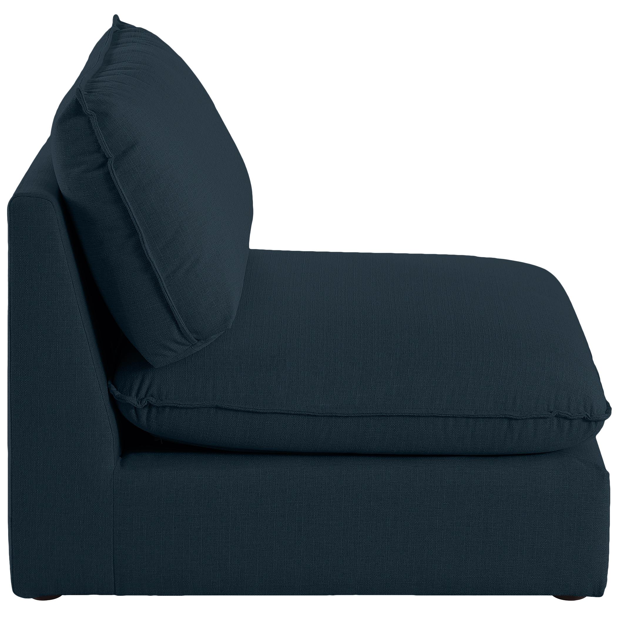 Meridian Mackenzie Navy Durable Linen Textured Armless Chair