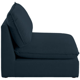 Meridian Mackenzie Navy Durable Linen Textured Armless Chair