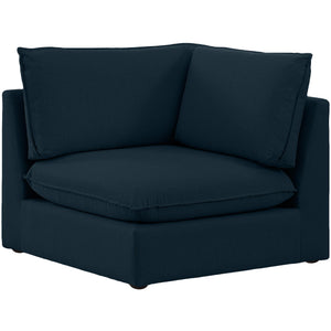 Meridian Mackenzie Navy Durable Linen Textured Corner Chair