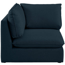 Meridian Mackenzie Navy Durable Linen Textured Corner Chair