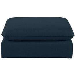 Meridian Mackenzie Navy Durable Linen Textured Ottoman